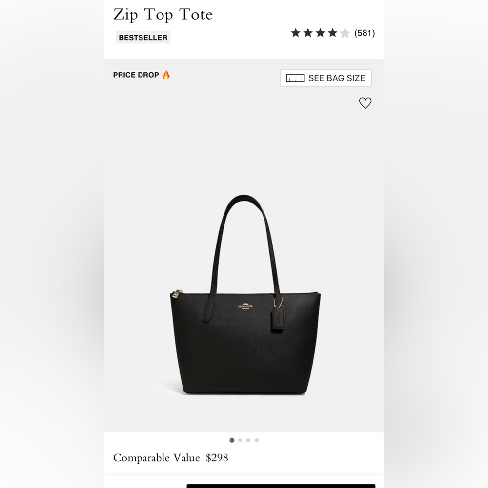 Coach zip top bag- city tote